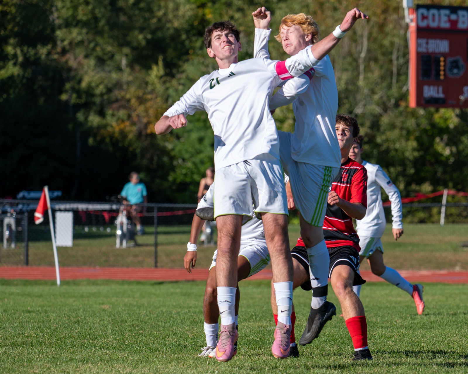 Athlete reacting as a ball heads straight toward them during a game