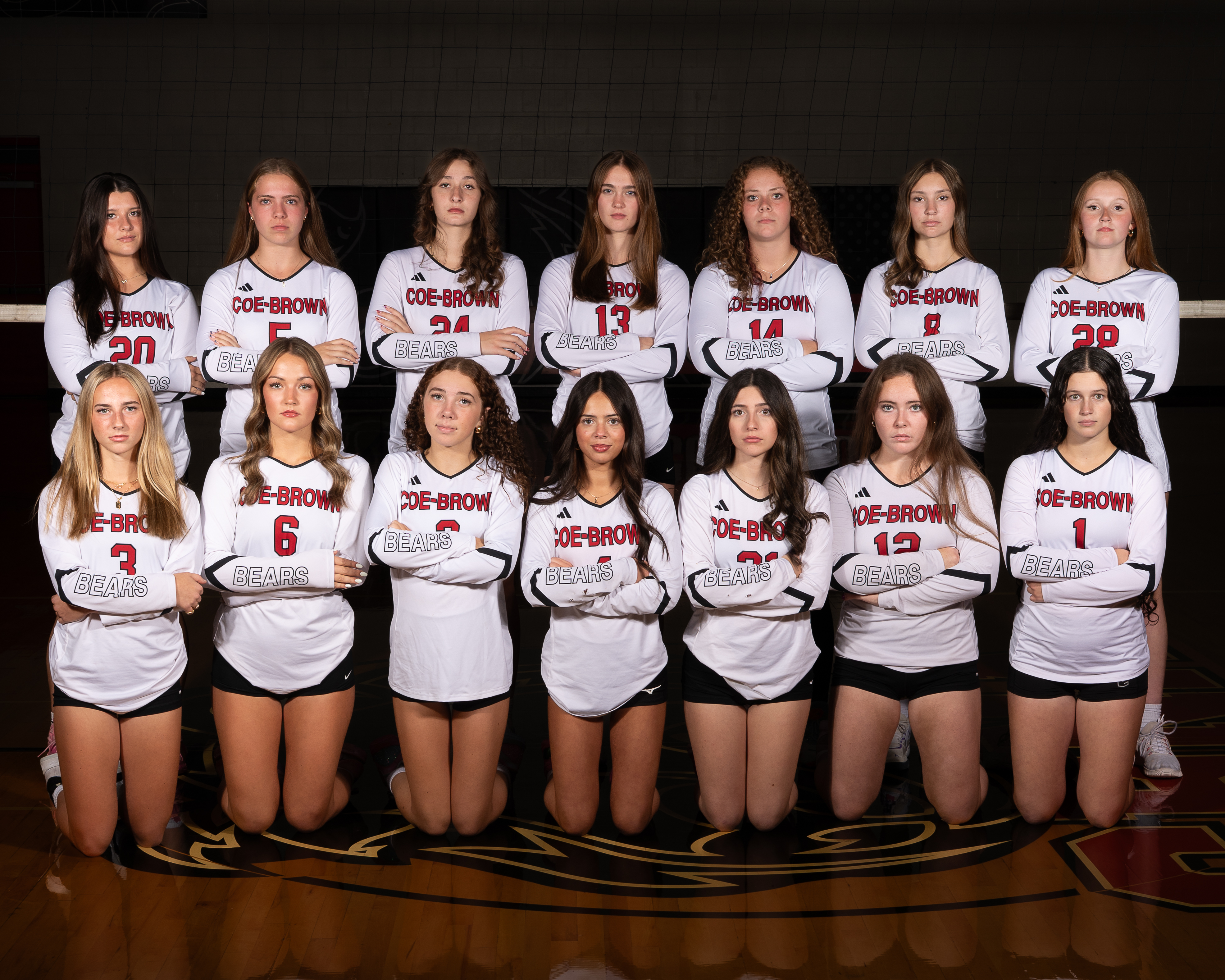 Coe-Brown Northwood Academy volleyball team photo, two rows