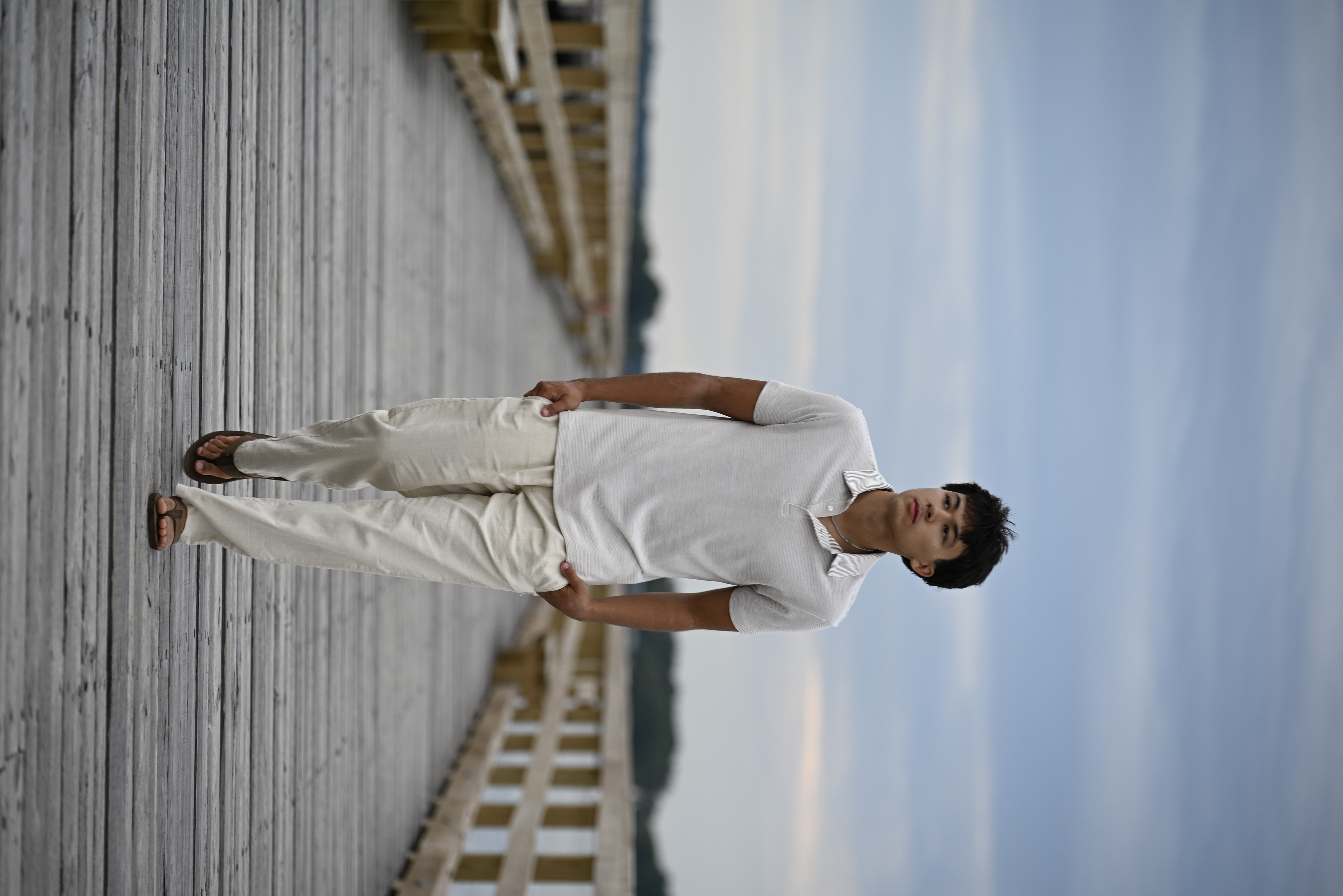Relaxed senior portrait in natural light at Fort Foster, Kittery, Maine